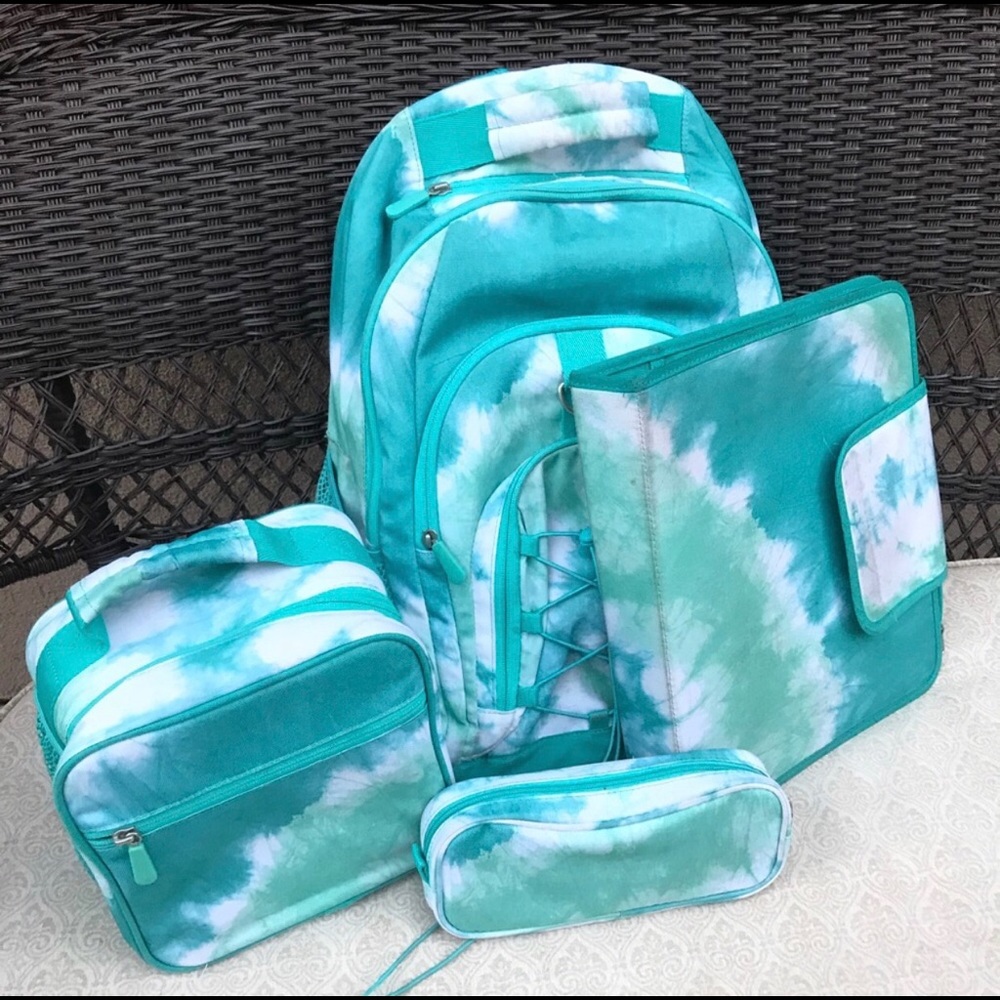Pottery Barn Teen Tie Dye patterned backpack set
